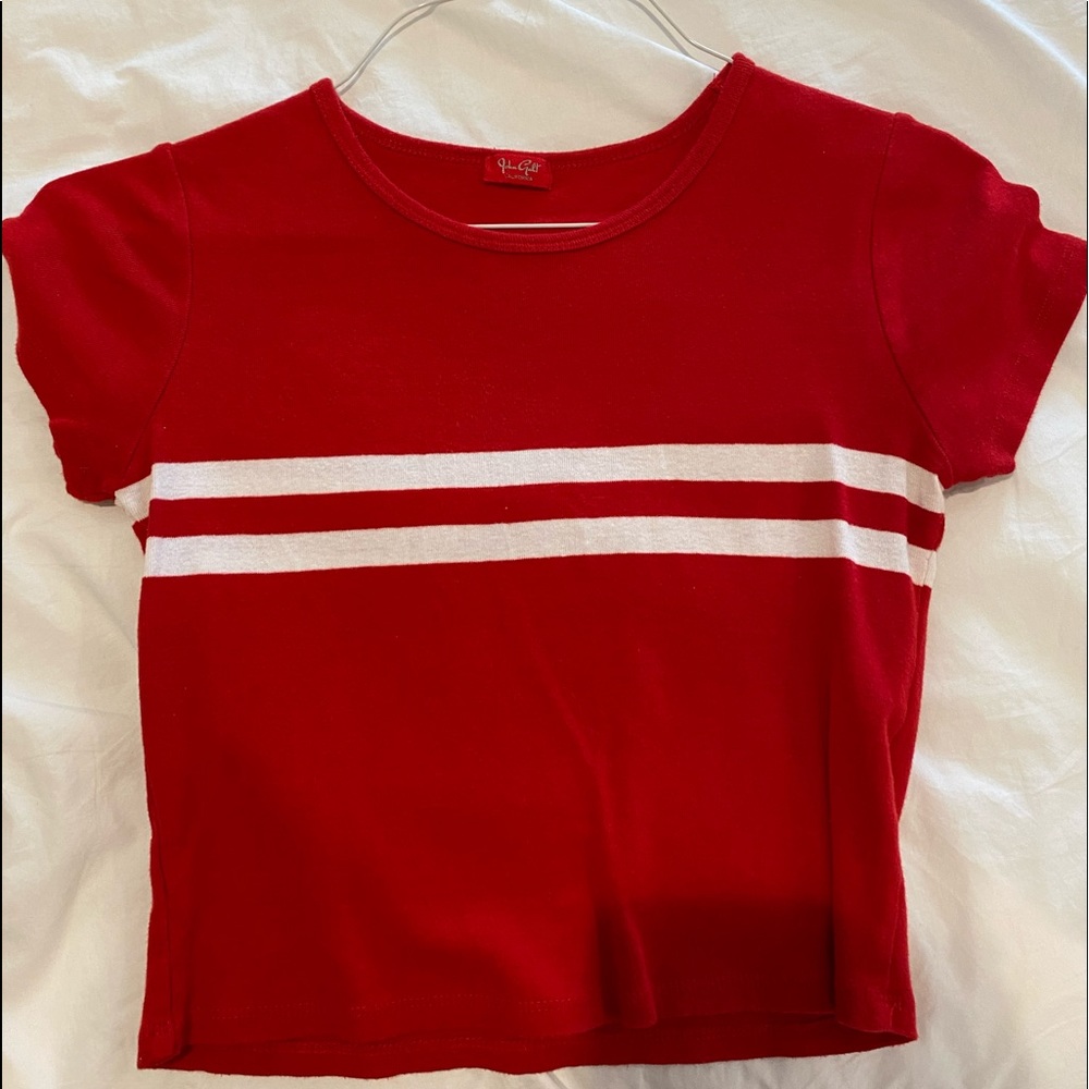 PacSun Red and white striped crop top